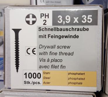 Reisser Schnellbauschrauben 3,9 x 35 mm Feingewinde PH 2 (VE 1000)